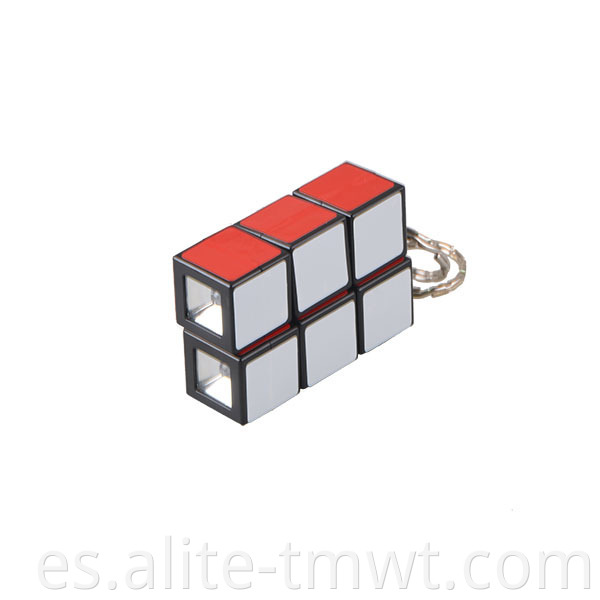 Regalo promocional PVC Plastic Mini Magic Cube LED Linterra de llavero